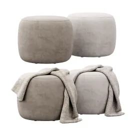Wide Velvet Round Footstool Ottoman by Gardeco